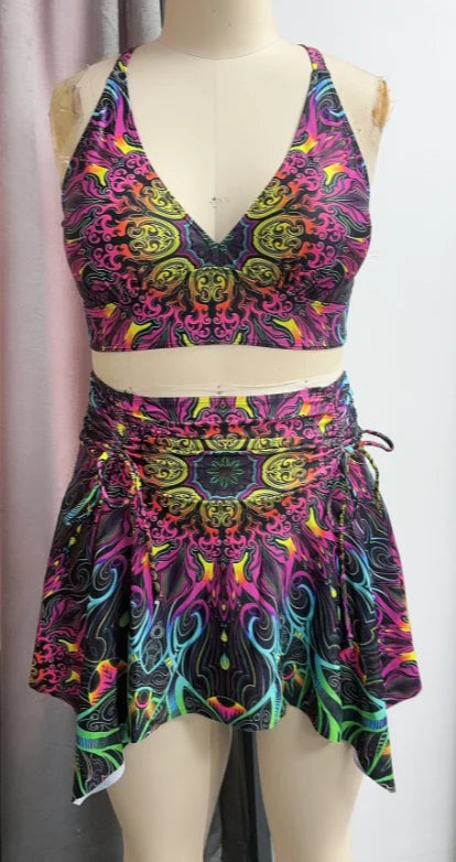 ROSEGAL Plus Size Tankini Swimsuit/ Two Pieces Floral Retro Pattern Printed Crisscross  Skirted Swimwear