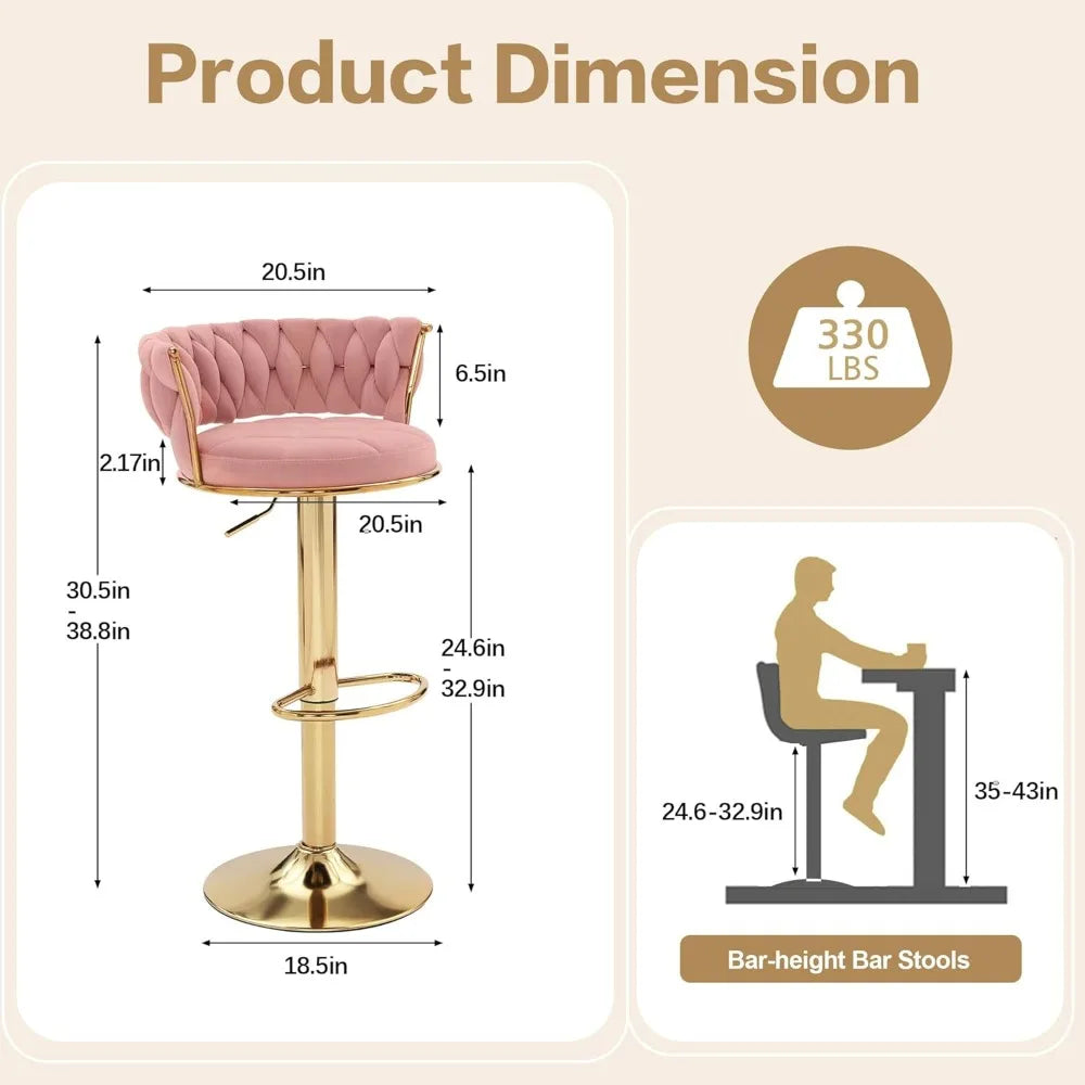 Set of 2 Adjustable Counter Height Bar Stools