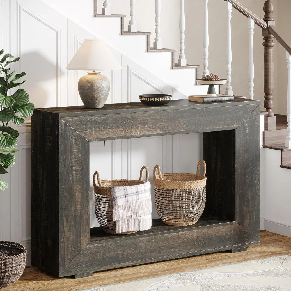 Budget-Friendly Rustic Farmhouse Entry Console Table - 47" Storage-Friendly Accent Furniture for Hallways and Living Spaces