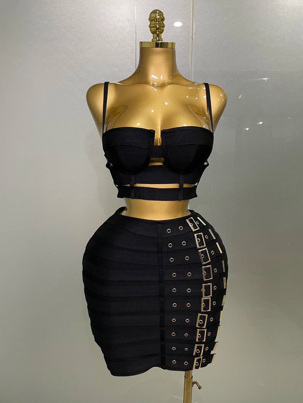 2025 New Arrival High Quality Women Sexy Bandage Tops Fashion Pencil Skirts Set/ Nightclub Party Celebrate Women's Set