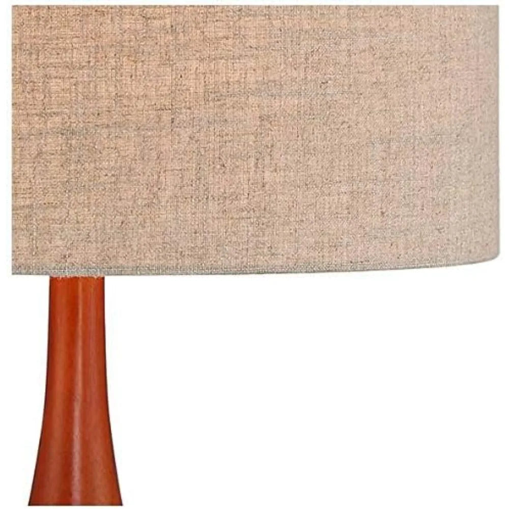 360 Lighting Rocco Mid Century Modern Table Lamp 30" Tall Ceramic Blue Teal Glaze Wood Handmade Linen Drum Shade