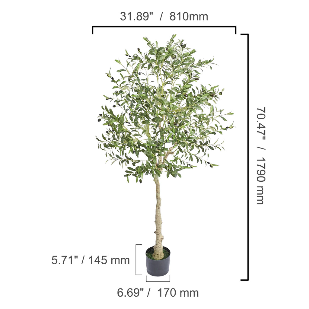 Artificial Olive Tree 4/5/6FT Tall Faux Plant Secure PE Material/ Anti-Tip Tilt Protection/ Low-Maintenance Tree for Home