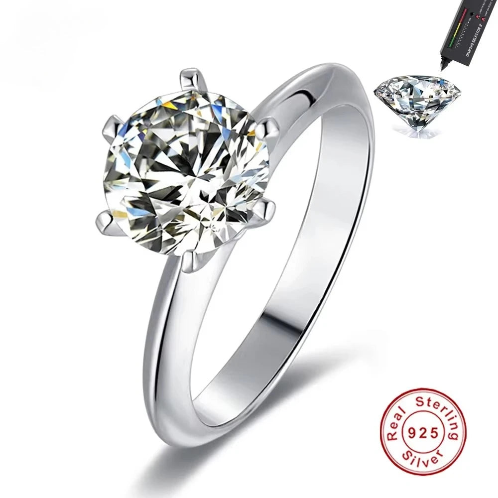 Hot New Luxury 925 Sterling Silver 1-3 Ct Real Moissanite Rings