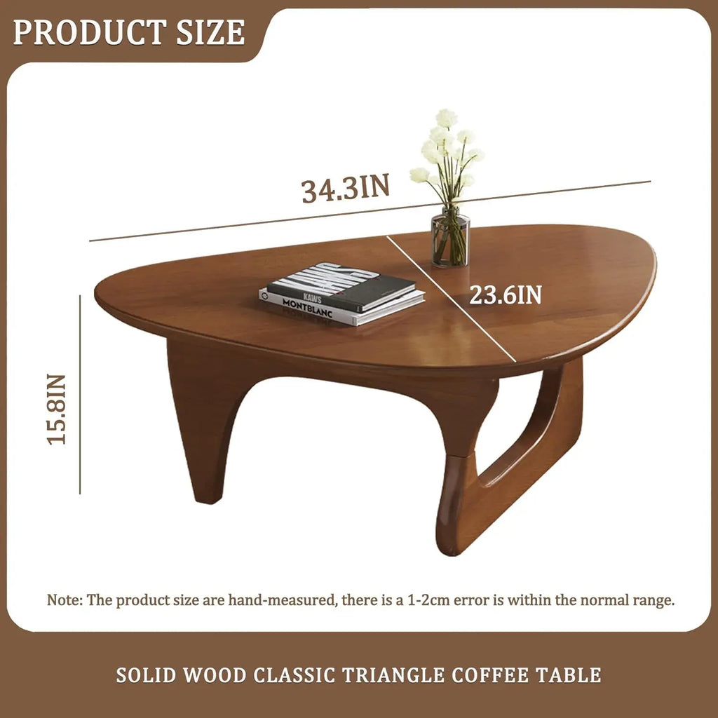 Mid Century Modern Triangle Coffee Table Solid Wood Legs Rustic Living Room Center Table