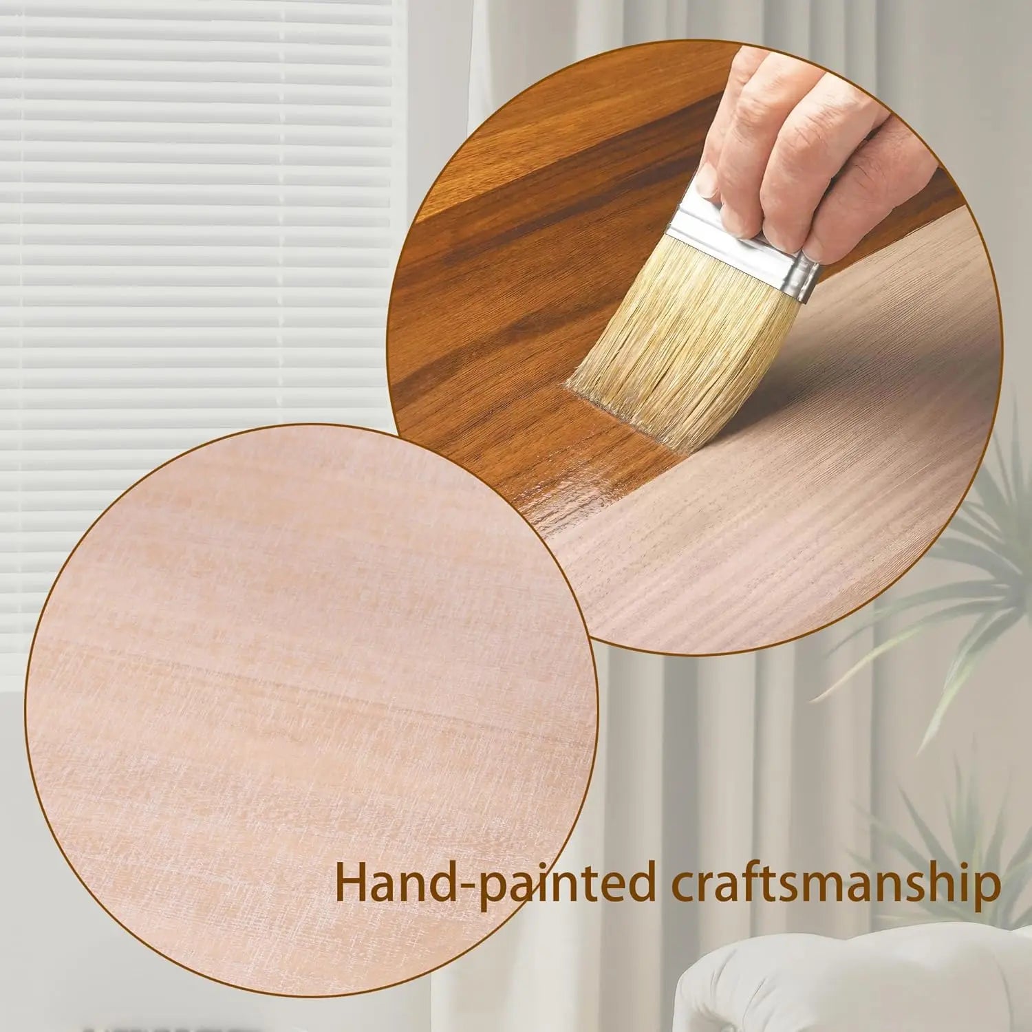 Round Coffee Table For Living Room, Accent Wood Center Table, Natural
