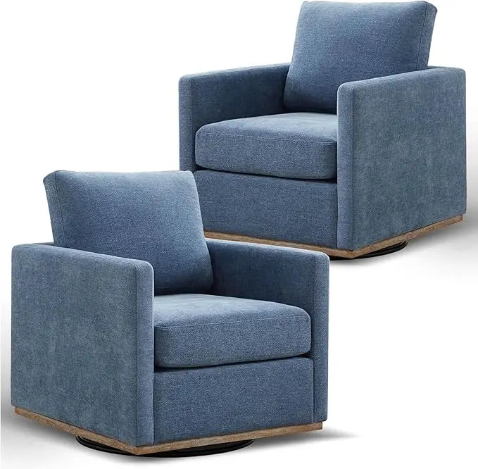 Swivel Accent Chair Set of 2, 360 Degree Square Swivel Barrel Chair for Living Room/Bedroom