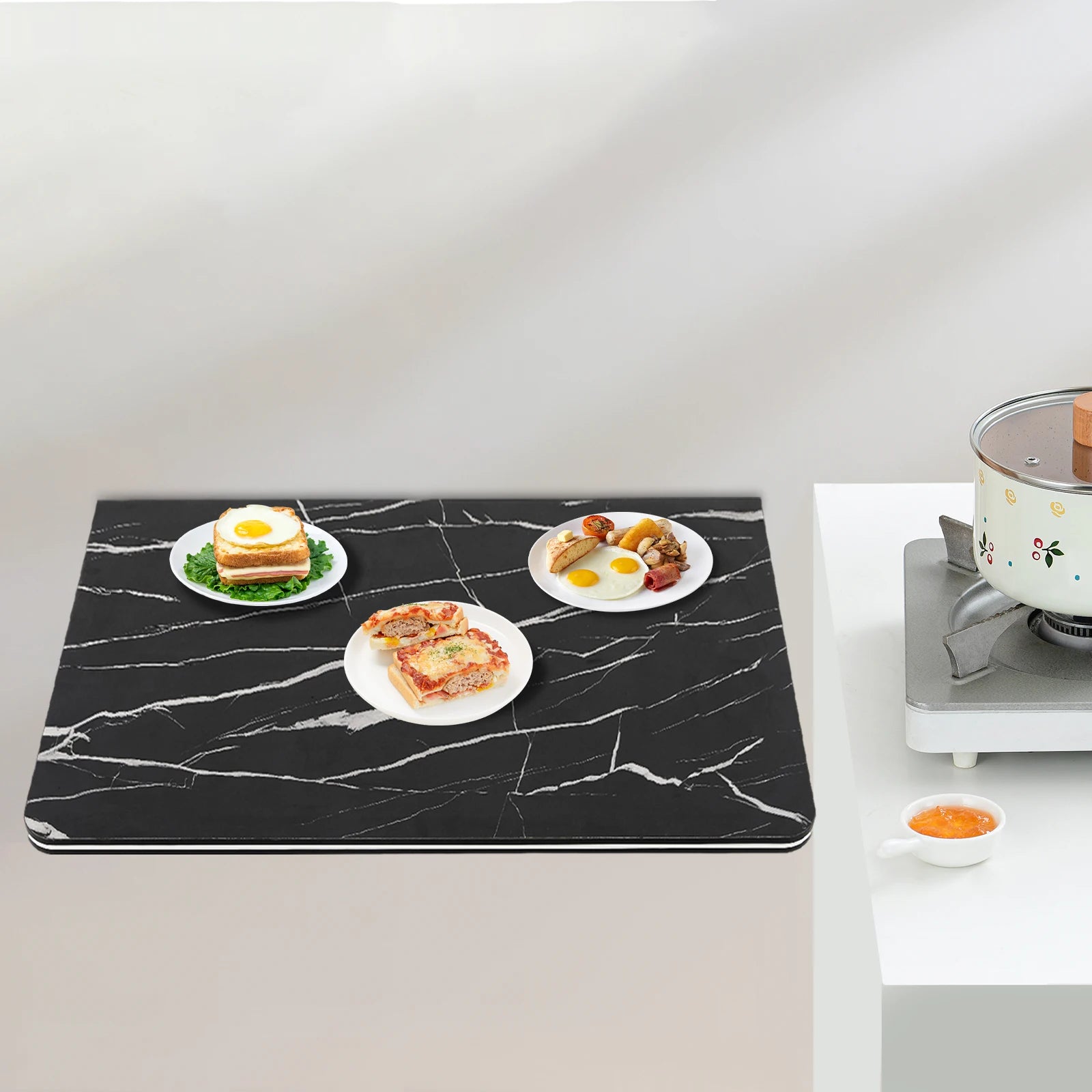 Folding Rectangular Wall Desk, Wall-mounted Folding Table, Hanging Desk for Home Office/ Garage Workbench- Black/White