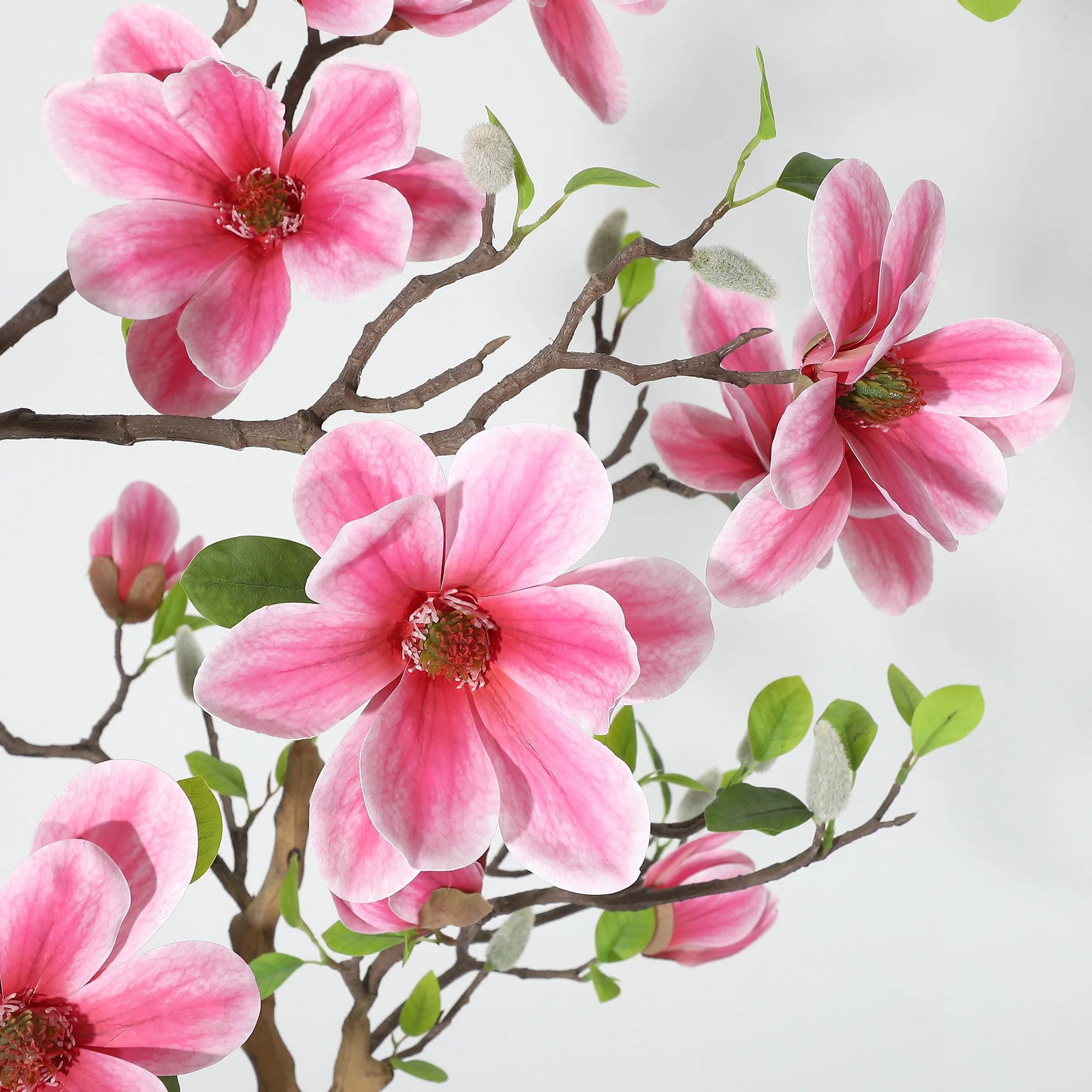 Lifelike Pink Magnolia Artificial Tree for Home Decor – Realistic Tall Silk Faux Plant Flower in Pot for Living Room/ Entryway