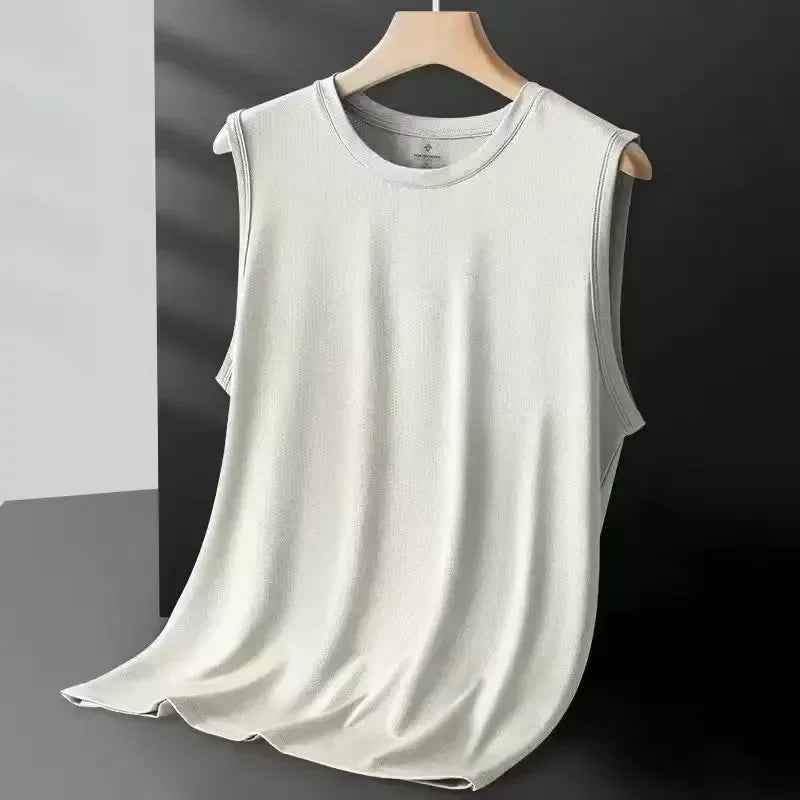 Men's Ice Silk Mesh Vest Lightweight Sports Summer Wear Sleeveless T-shirt/ Tank Top/ Casual Fashion Outerwear
