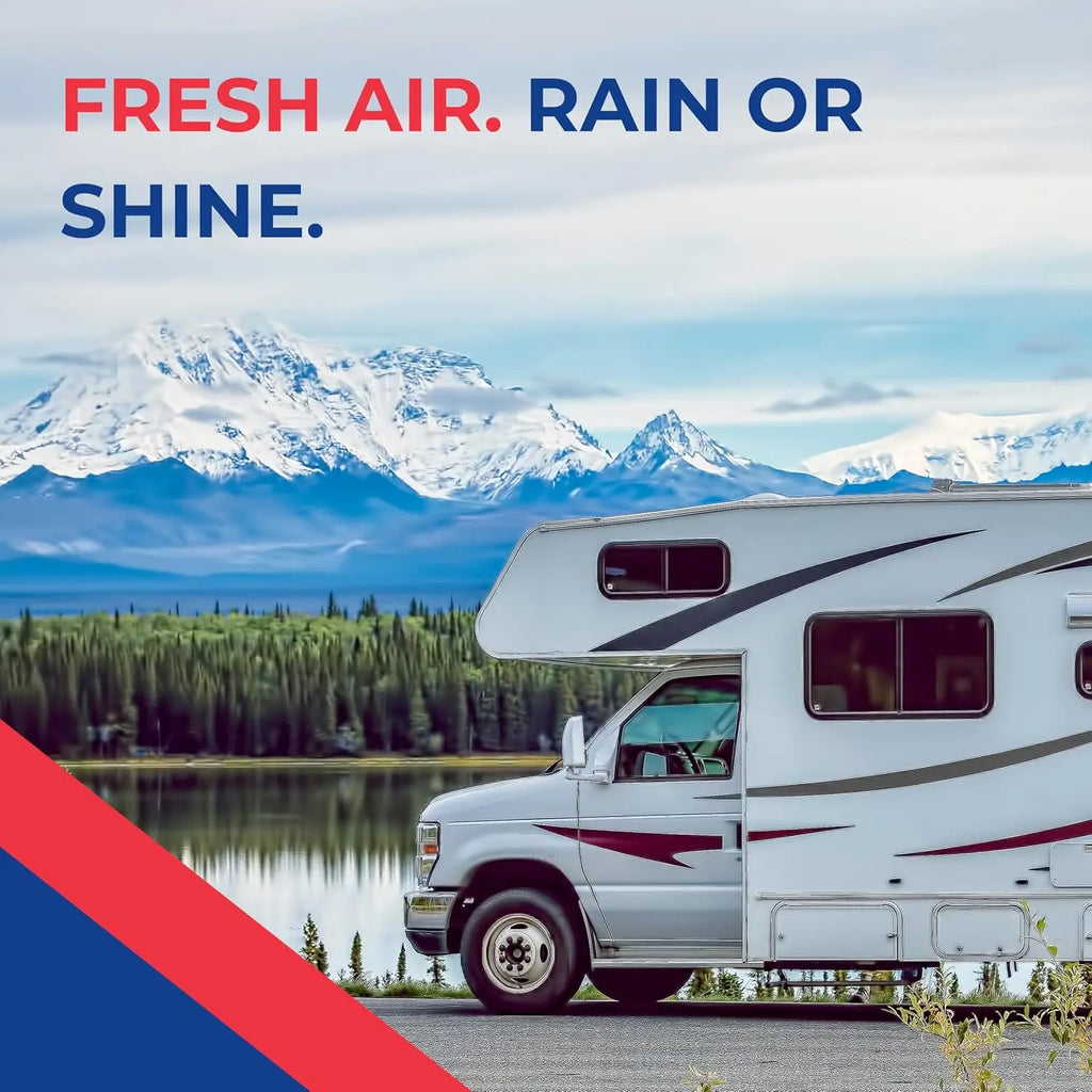 All-In-One RV Ventilation System: Maxx Fan Deluxe with Built-In Rain Protection, 10-Speed Reversible Fan and Thermostat