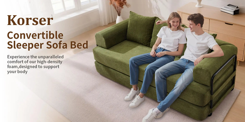 Convertible Sofa Bed with Pillows Modular Floor Sofa with Fixed-Shape Frame Chenille, Removable Folding Mattress Couch