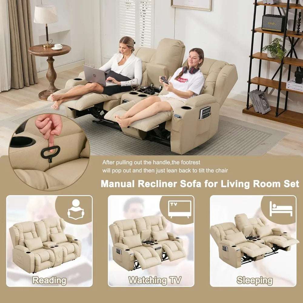 Loveseat recliner with Double Reclining Feature and Console/ Wall-Hugging  for RVs