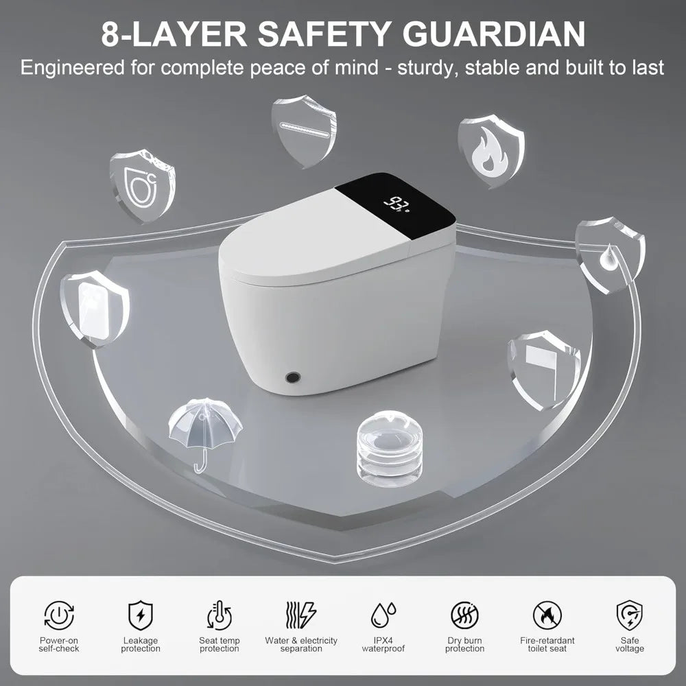 Smart Toilet with Heated Seat, Auto Flush, Dual Flush 0.8/1 GPF, Night Light, ManualSoft Close Seat & Lid