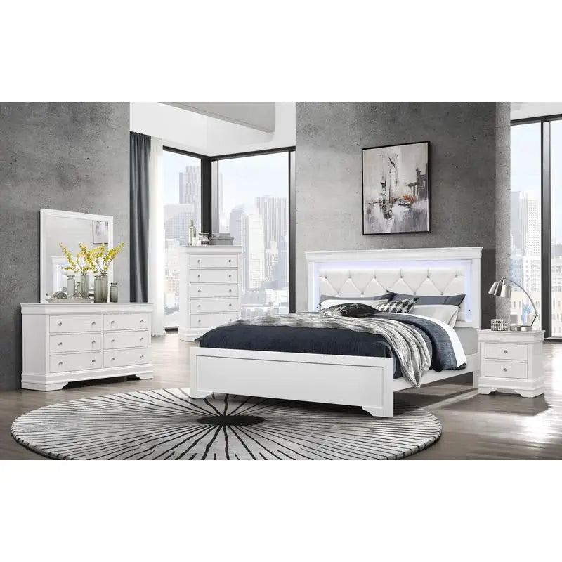 5PC White Queen Bedroom Set with Shaker Design