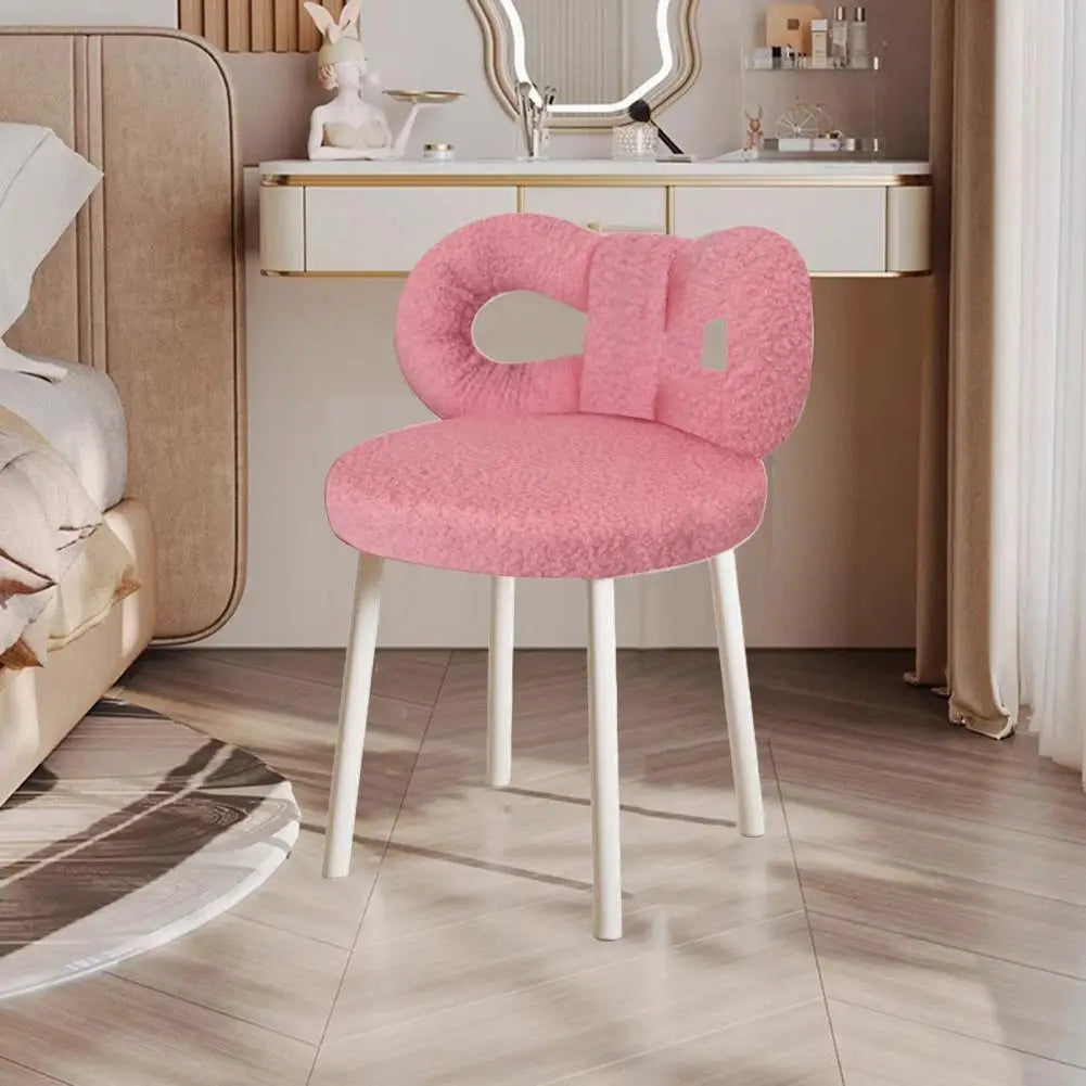 Vanity Stool with Bowknot Backrest Living Room Women/Girls Bedroom Makeup Chair