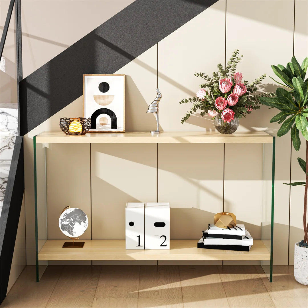 Modern Living Room Center Table 120x60cm Rectangle Wood Tabletop, Coffee Table, Tea Table with Tempered Glass Stand