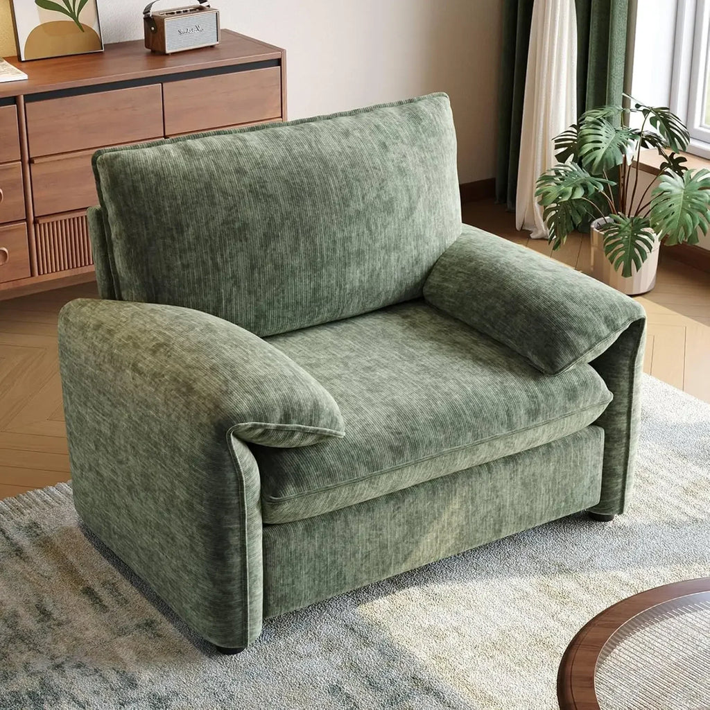 Oversized Accent Chair, 42 Inch Chenille Fabric Armchair, Comfy Single Sofa Chair with Padded Arms, Pocket Spring Cushion