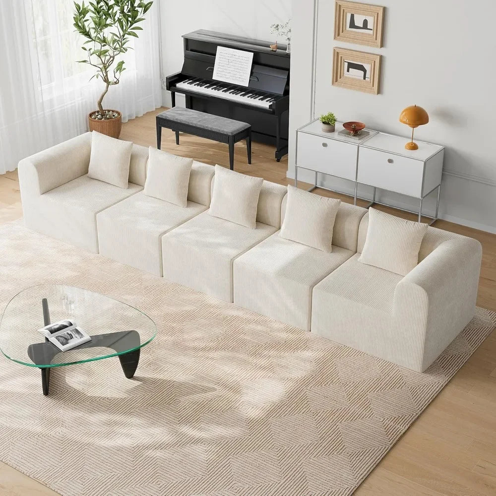 L-Shape Modular Sectional Couch Deep Seat High Density Memory Foam Cloud