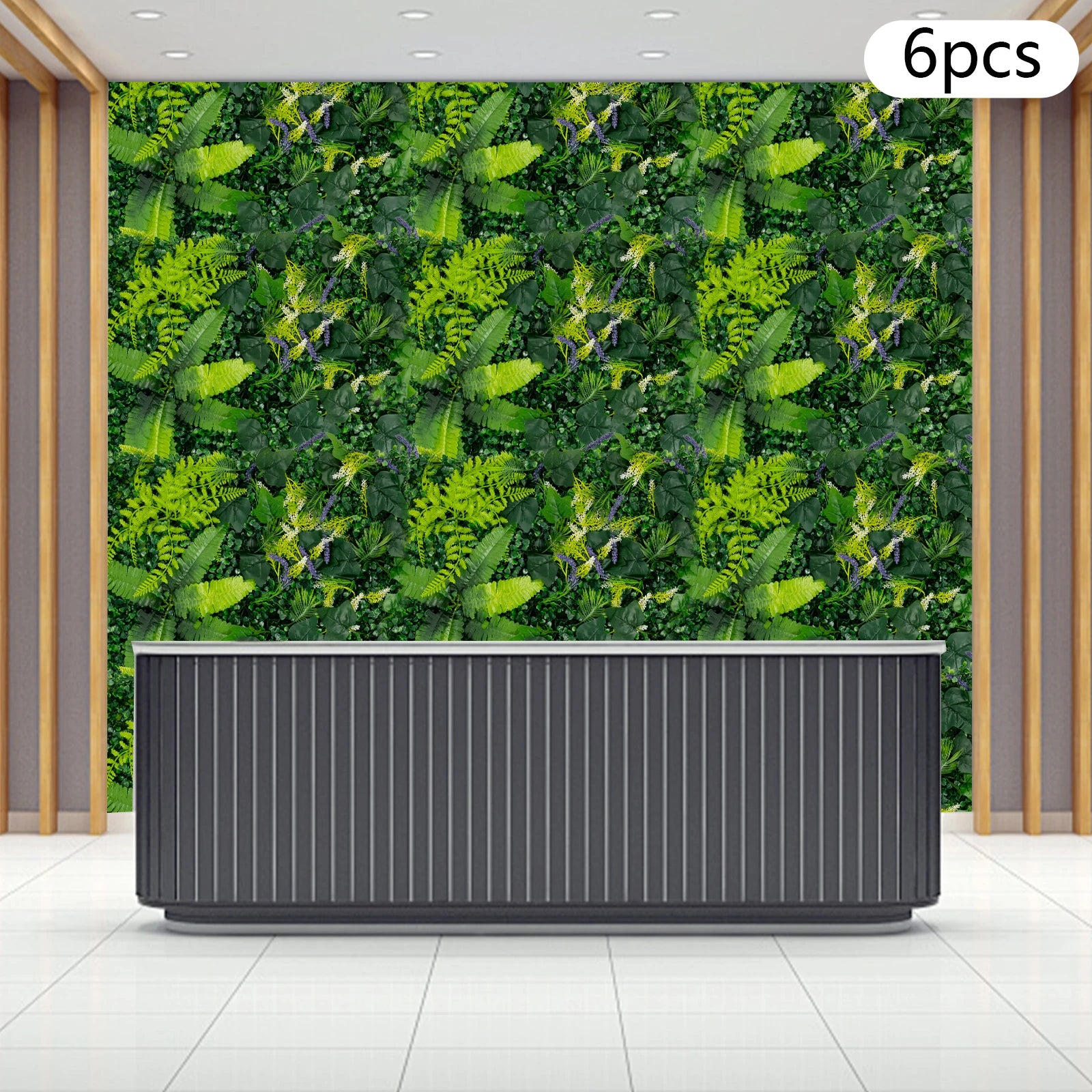 6 Pack Artificial Greenery Wall 60x40cm Faux Plant Panel for Garden Balcony Porch Wedding Party Indoor Outdoor Decoration