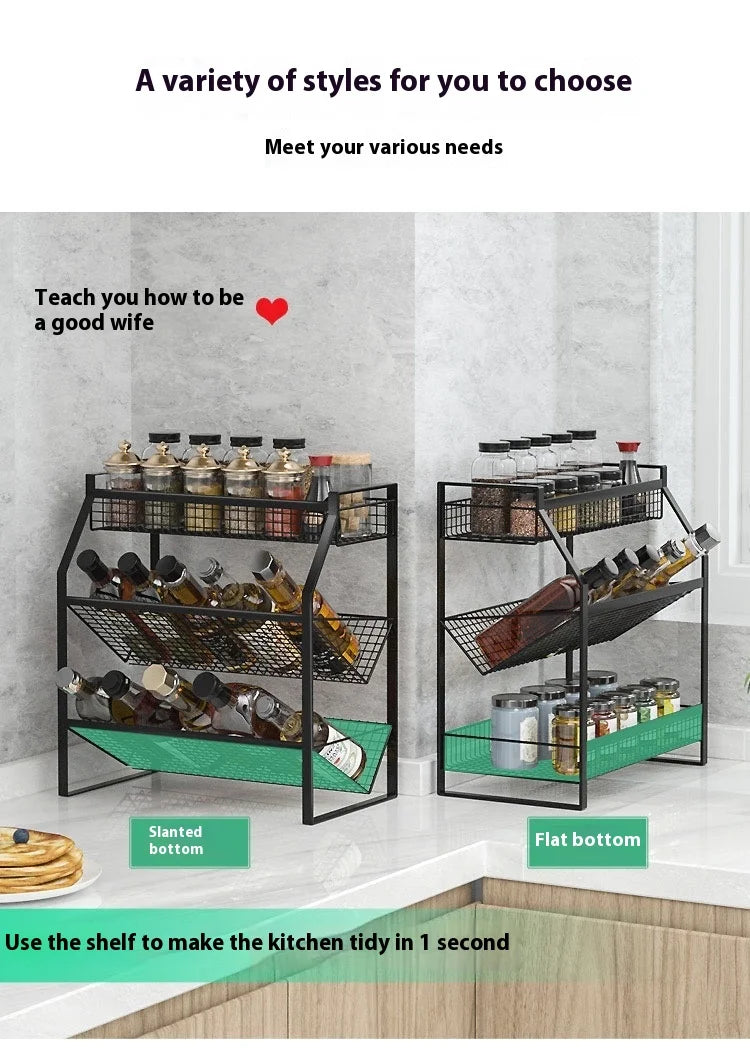 Kitchen Condiment Shelf Multi Tier Drawer Storage Cabinet Basket Organizer Drawer Ideal Countertop Pantry Under The Sink Desktop