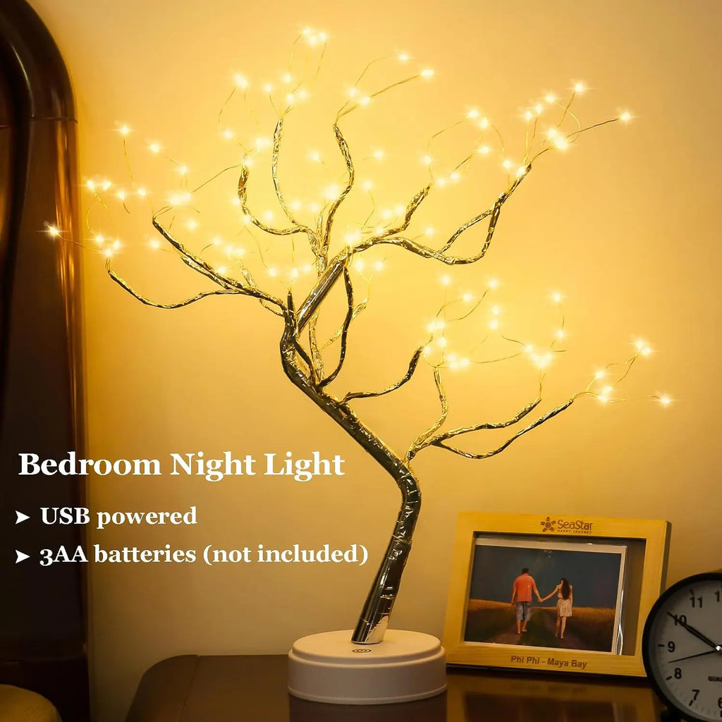 20" 108 LED Tabletop Bonsai Tree Light, DIY Artificial Tree Lamp with USB/Battery, Aesthetic Home Decor for Living Room/ Bedroom