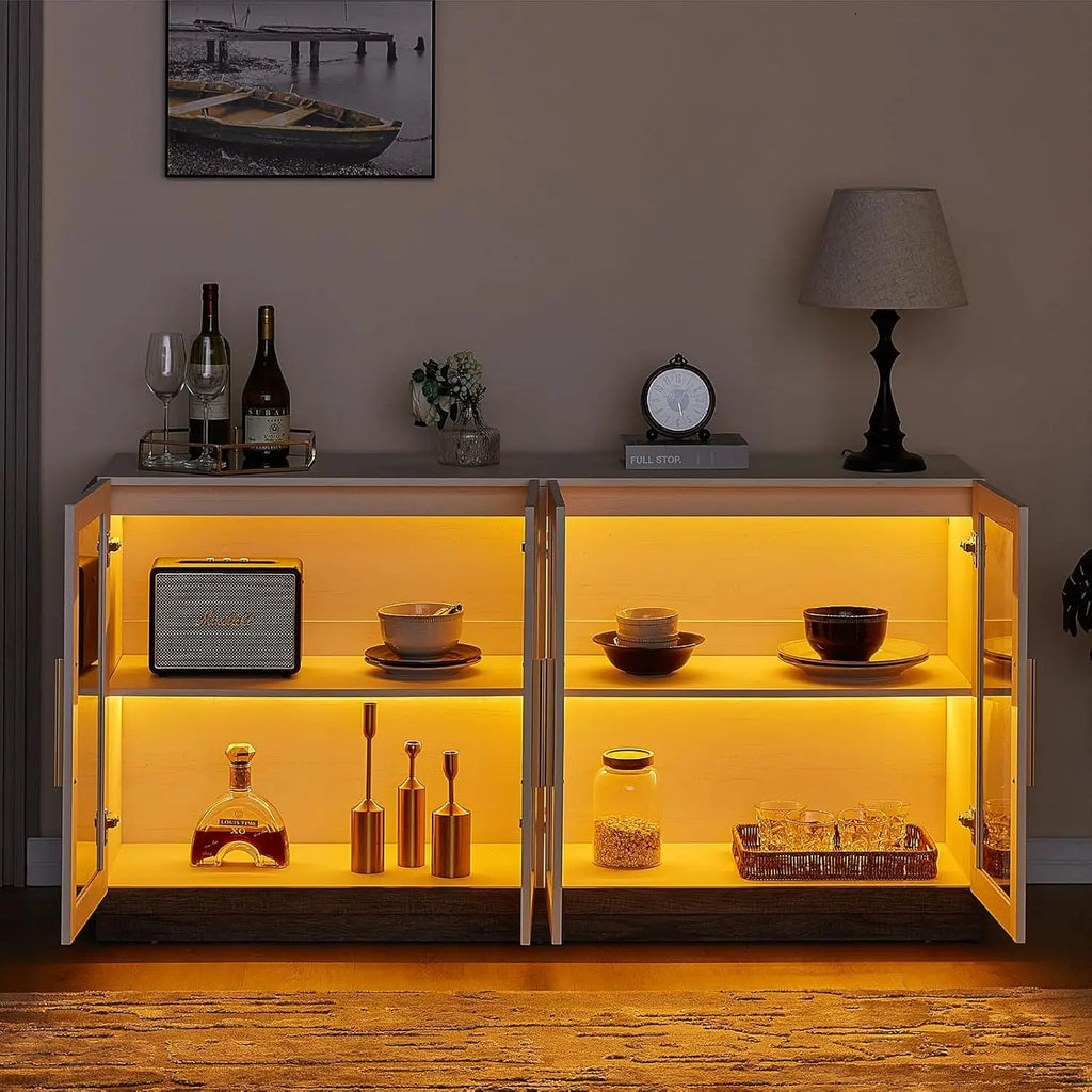 Sideboard Buffet Cabinet, Mixed Color Accent Cabinet