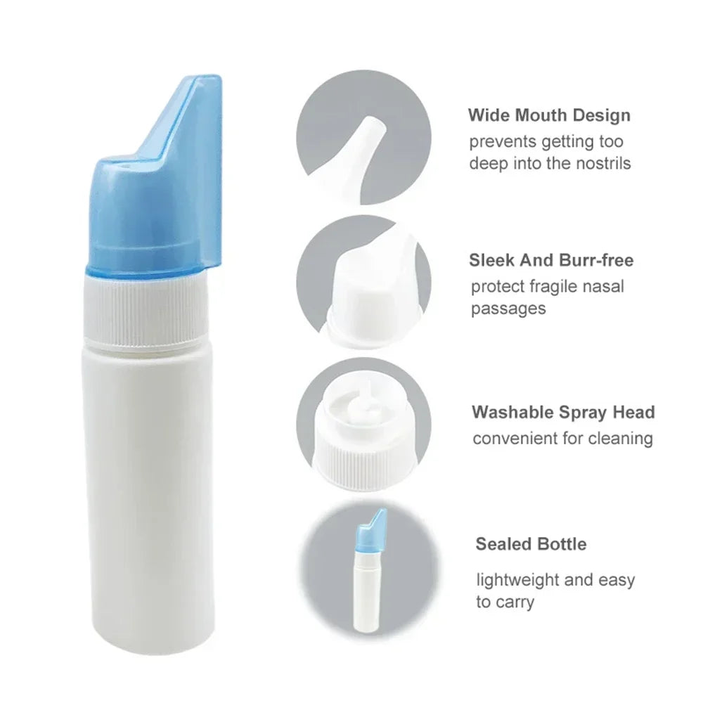 Nasal Irrigator Nose Wash Cleaner Bottle Spray Water Bottle Fine Mist Atomizer Portable Liquid Empty Container for Traveling