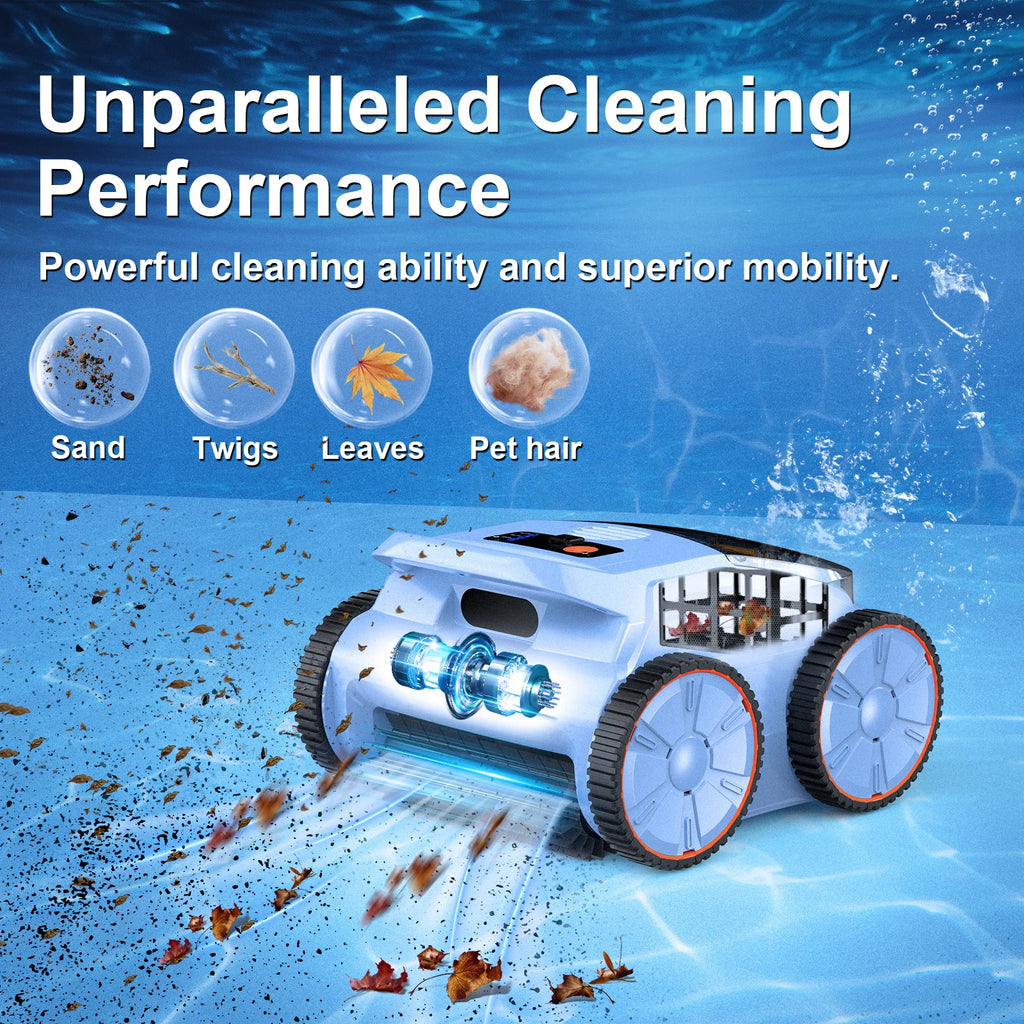 Pool Vacuum Up to 180 Mins Run Time, Robotic Pool Cleaner Above Ground for Inground Pools up to 2000 Sq. ft