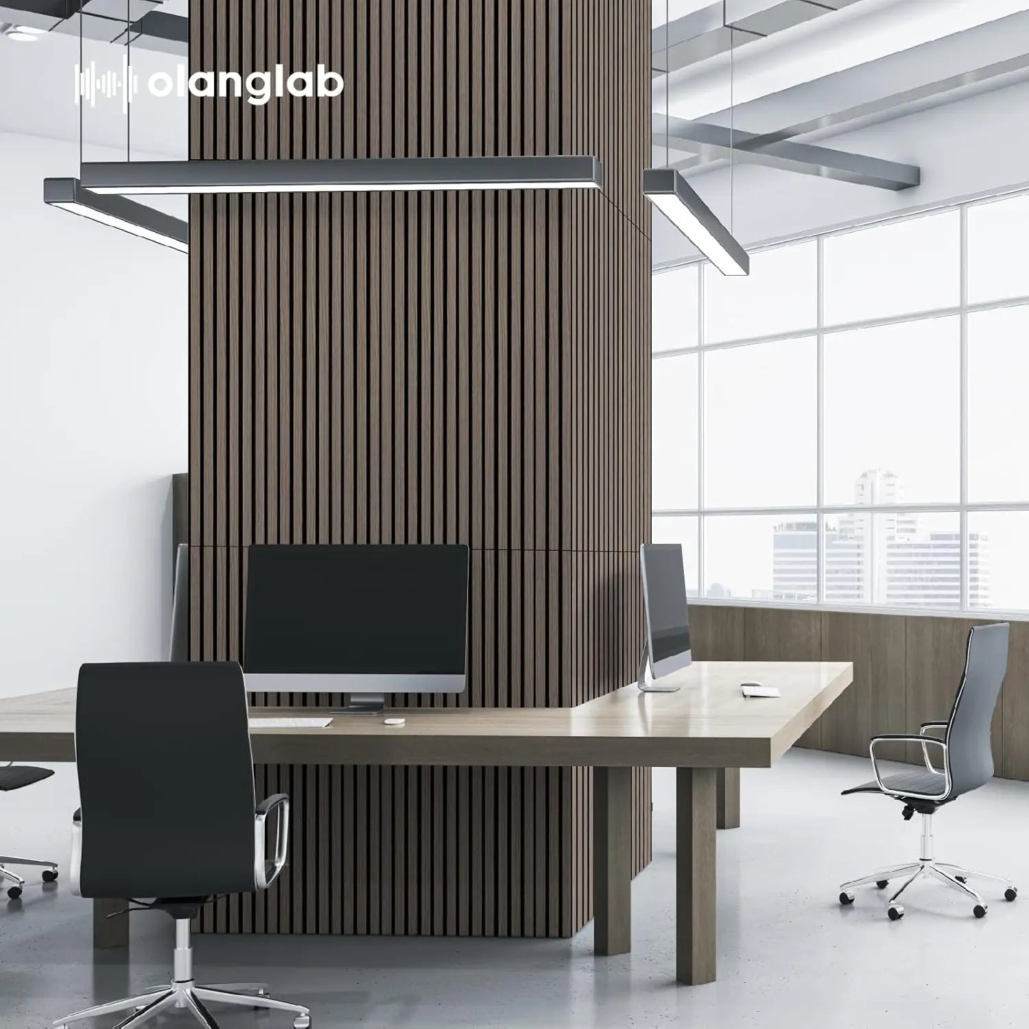 4-Pack Acoustic Wood Wall Panels, 23.6 x 47.2 Dark Walnut Sound Absorbing Slat Panels