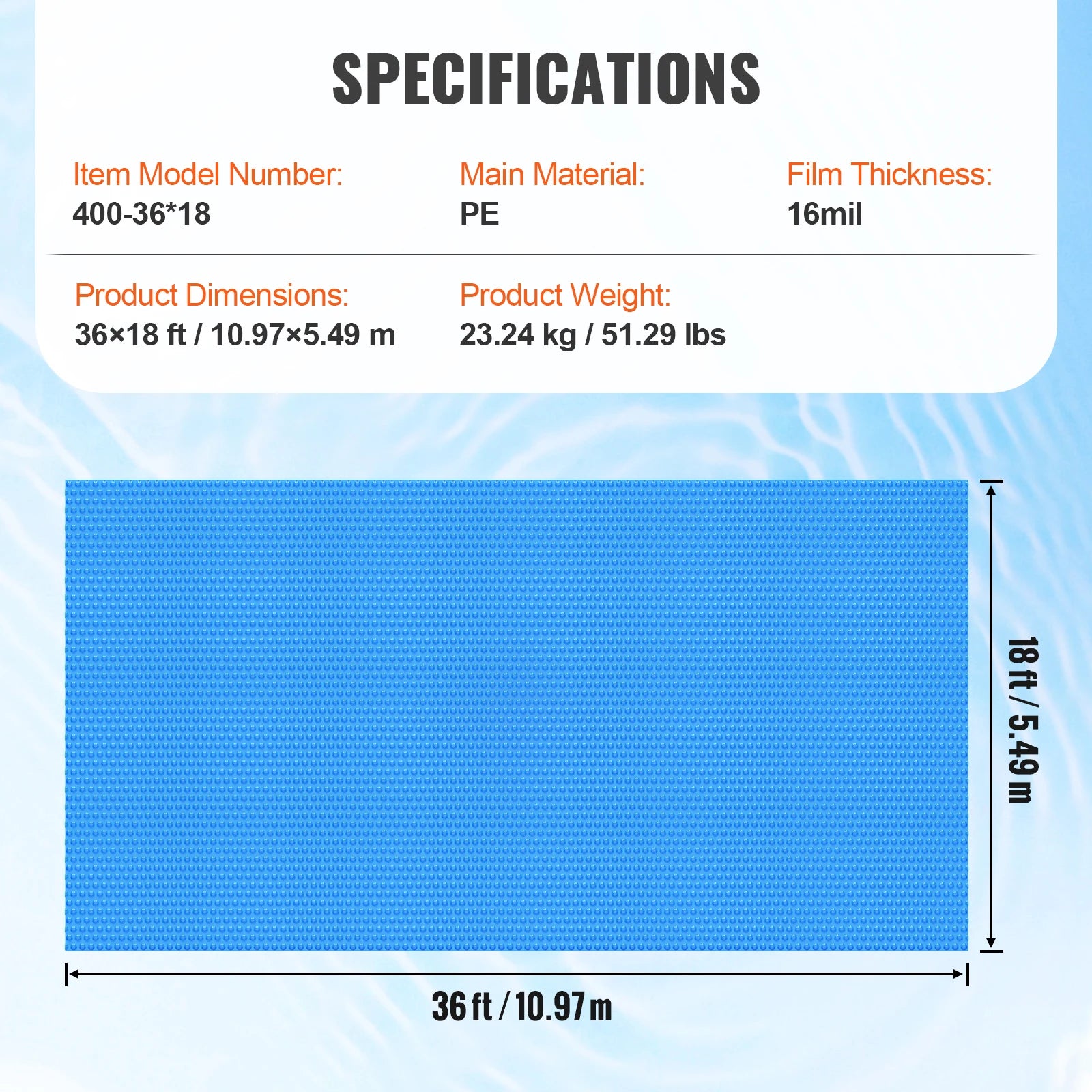 Solar Pool Cover Rectangle Solar Blanket for Pools Inground Above Ground Swimming Pools/ Solar Cover 12 mil Solar Covers
