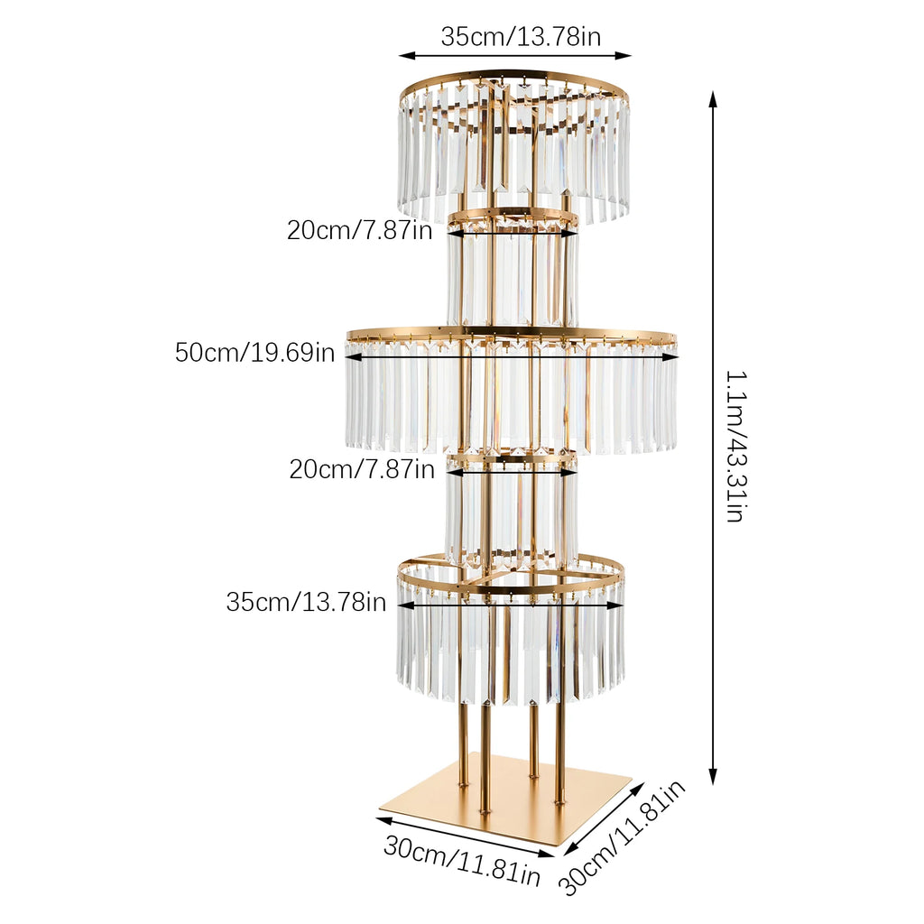 1/2Pcs 5-Tier Gold Acrylic Wedding Flower Stand 110cm Crystal Style Floor Standing Centerpiece for Wedding /Party/ Event Decorations