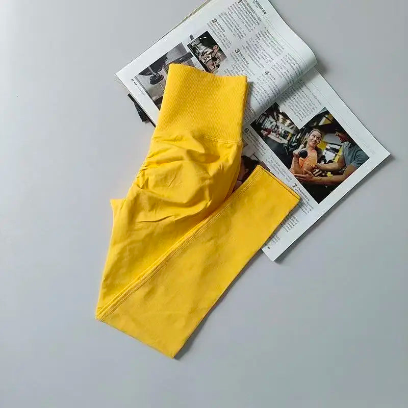 Seamless Sport Yoga High Waist Pants Leggings Sport See Through Yoga Gym Running Quick Dry Pants Scrunch Butt Pants