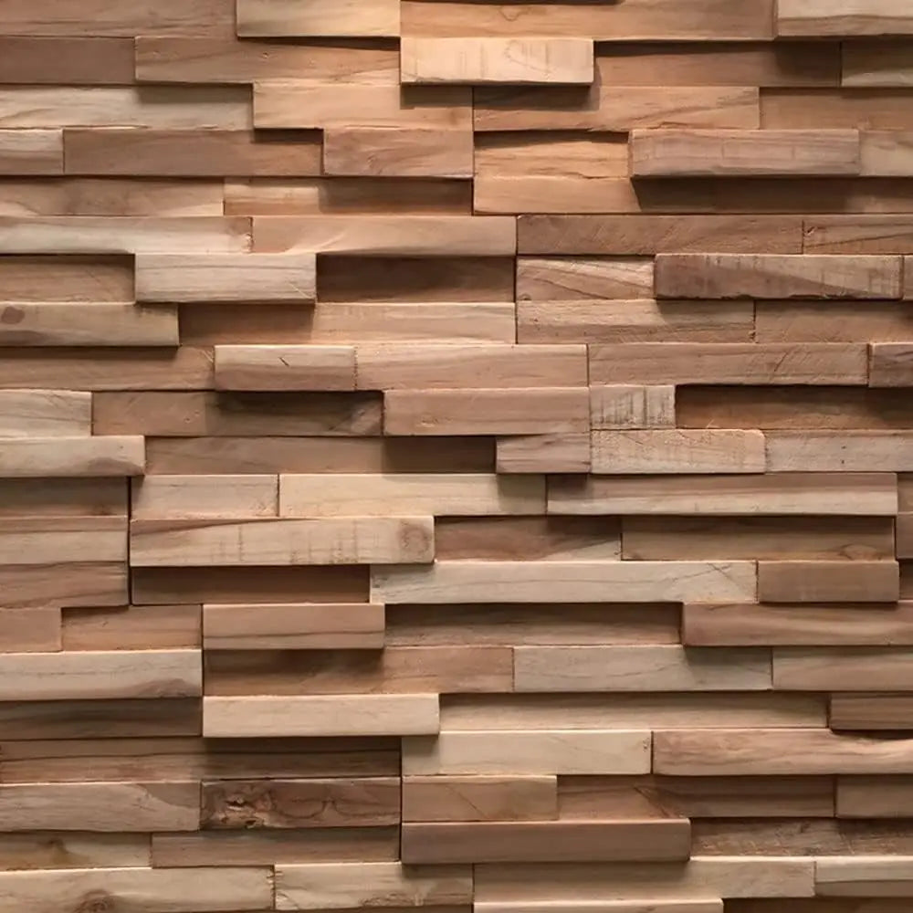 NEW UltraWood Firenze Reclaimed Teak Wood 3D Wall Panels - Home Decor Wallpaper Alterantive for Living Room, Bedroom