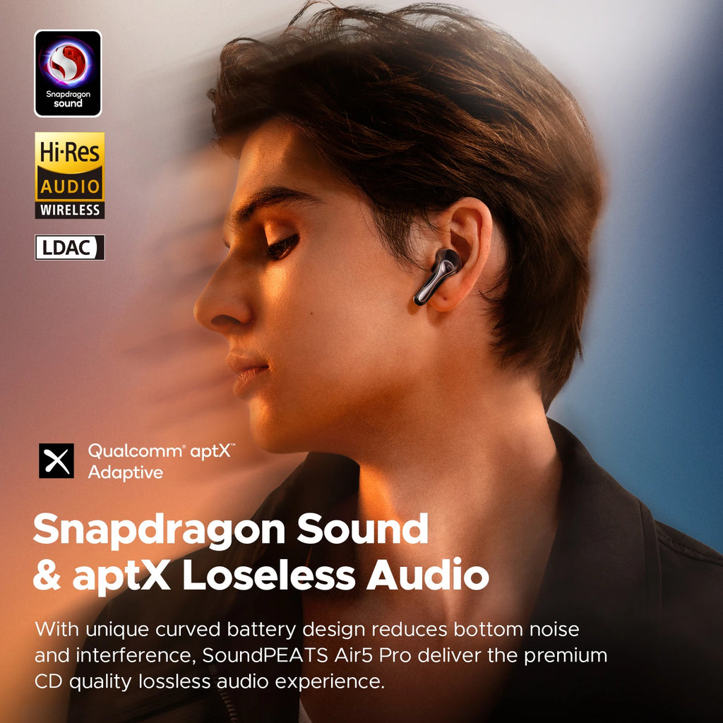 Air5 Pro Wireless Earphones 55 dB Adaptive Hybrid ANC Bluetooth 5.4 Earbuds, Hi-Res LDAC Apt X Lossless,6 Mics AI ENC