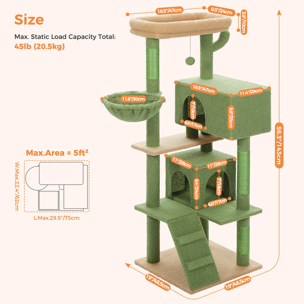 Cat Tree with Toy Cat Tower Condo for Indoor Cats/ Cat House with Padded Plush Perch Cozy Hammock and Sisal Scratching Posts
