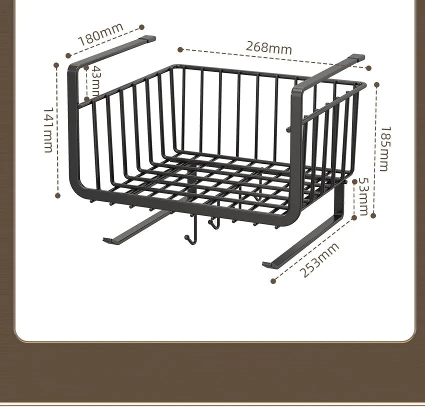 Kitchen Under Cabinet Basket Storage Shelf Tissue Cup Holder Closet Desk Hanging Rack Hollowed Pullout Drawer Sliding Basket