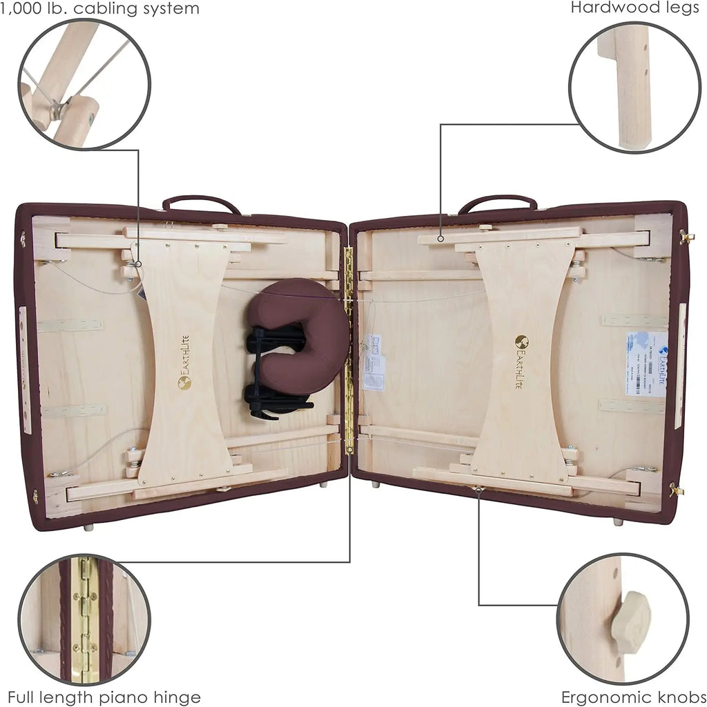 EARTHLITE Portable Massage Table HARMONY DX – Foldable Physiotherapy/Treatment/Stretching Table, Eco-Friendly Design, Hard Maple