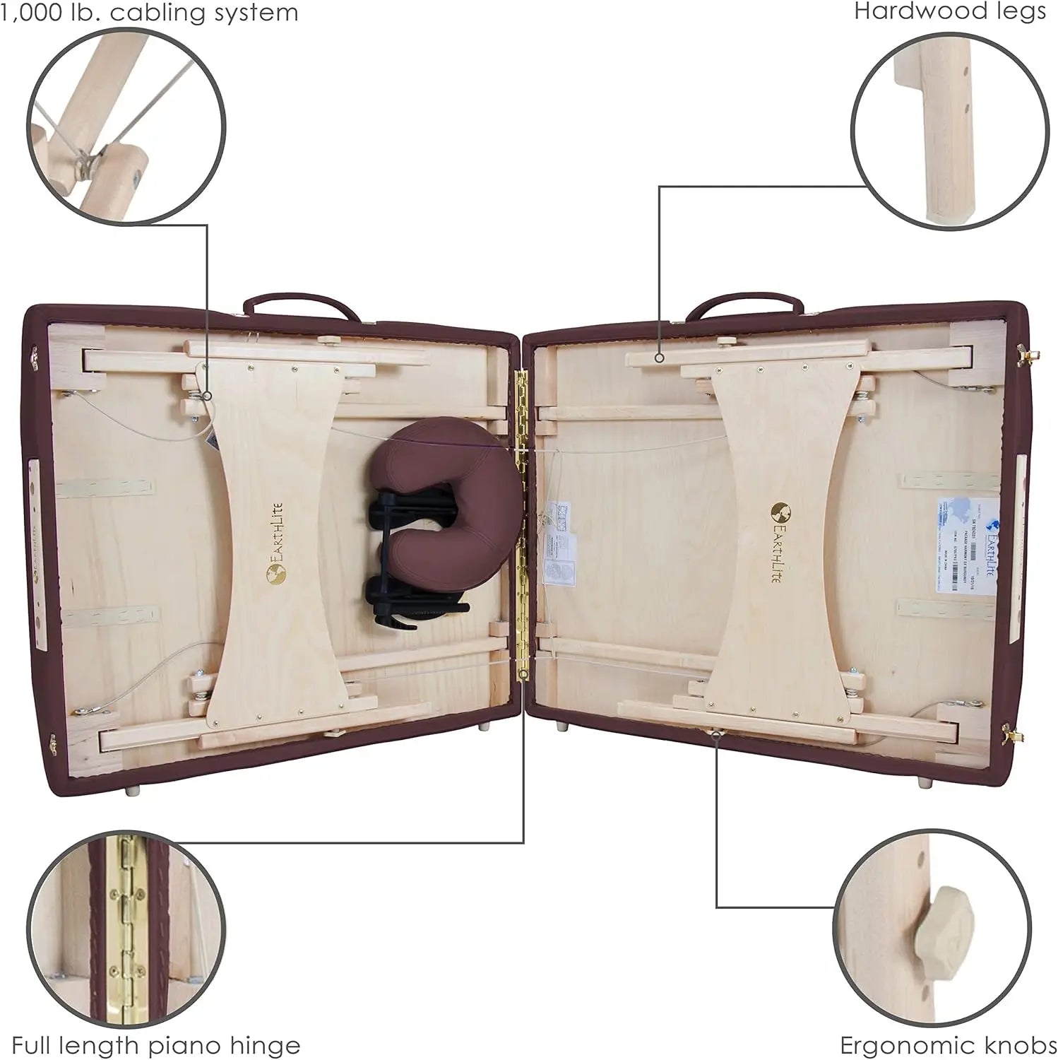 EARTHLITE Portable Massage Table HARMONY DX – Foldable Physiotherapy/Treatment/Stretching Table, Eco-Friendly Design, Hard Maple