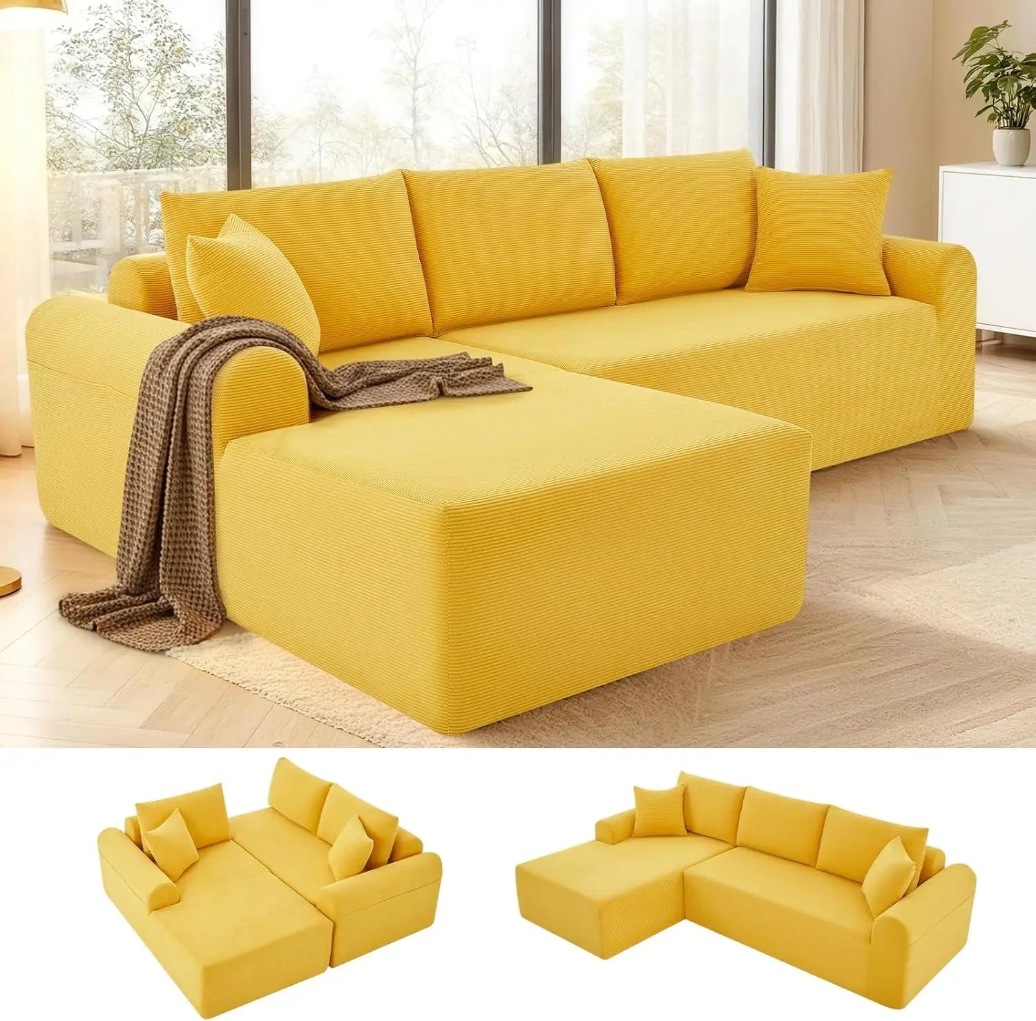 Cloud Modular Sectional Couch for Living Room,Modern L-Shape Sofa with Chaise, Upholstered, 103"