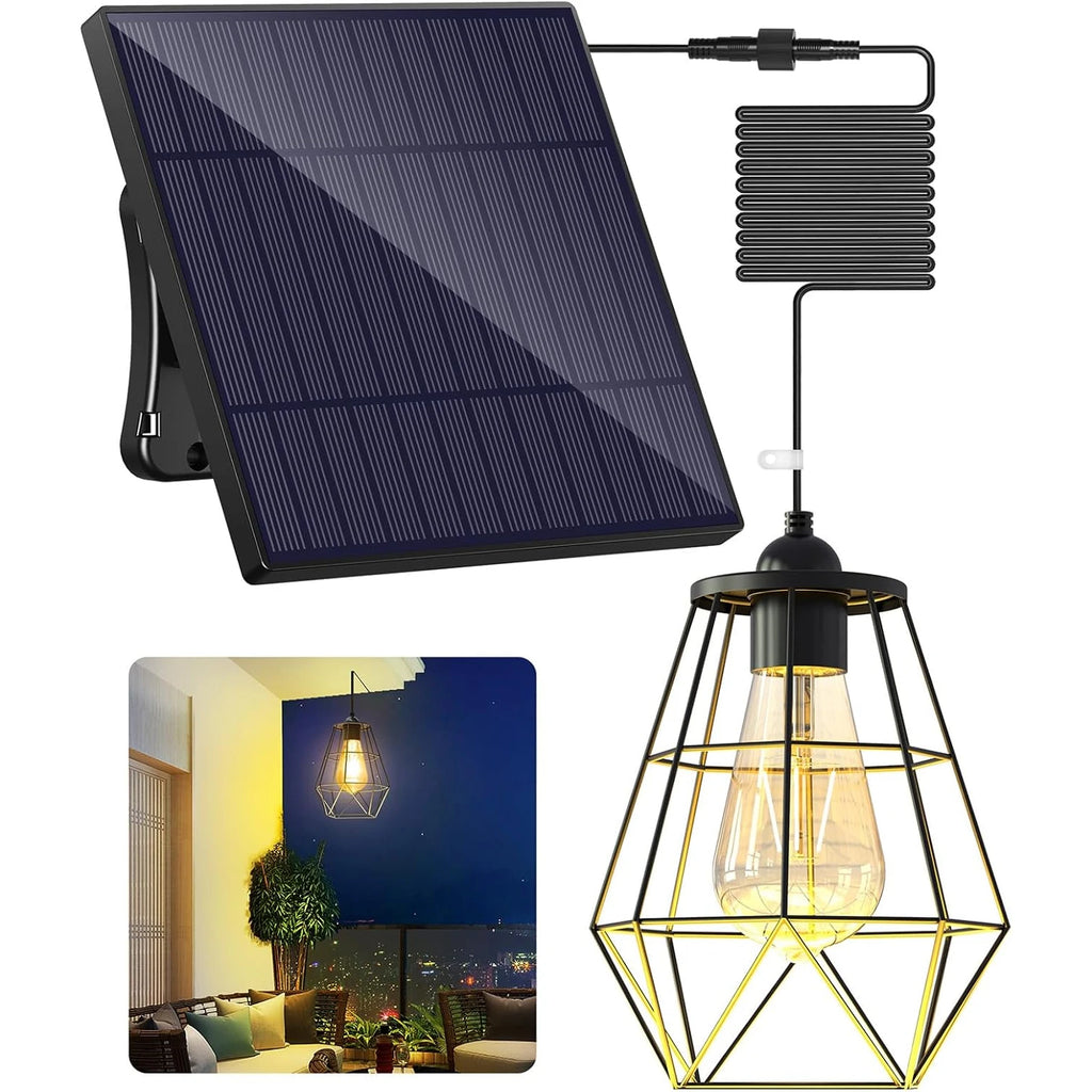 Lamp Solar Shed Light/ 4000mAh Metal Basket Solar Pendant Light /Solar Chandelier /Hanging Light For Garden/ Yard /Gazebo/ Barn