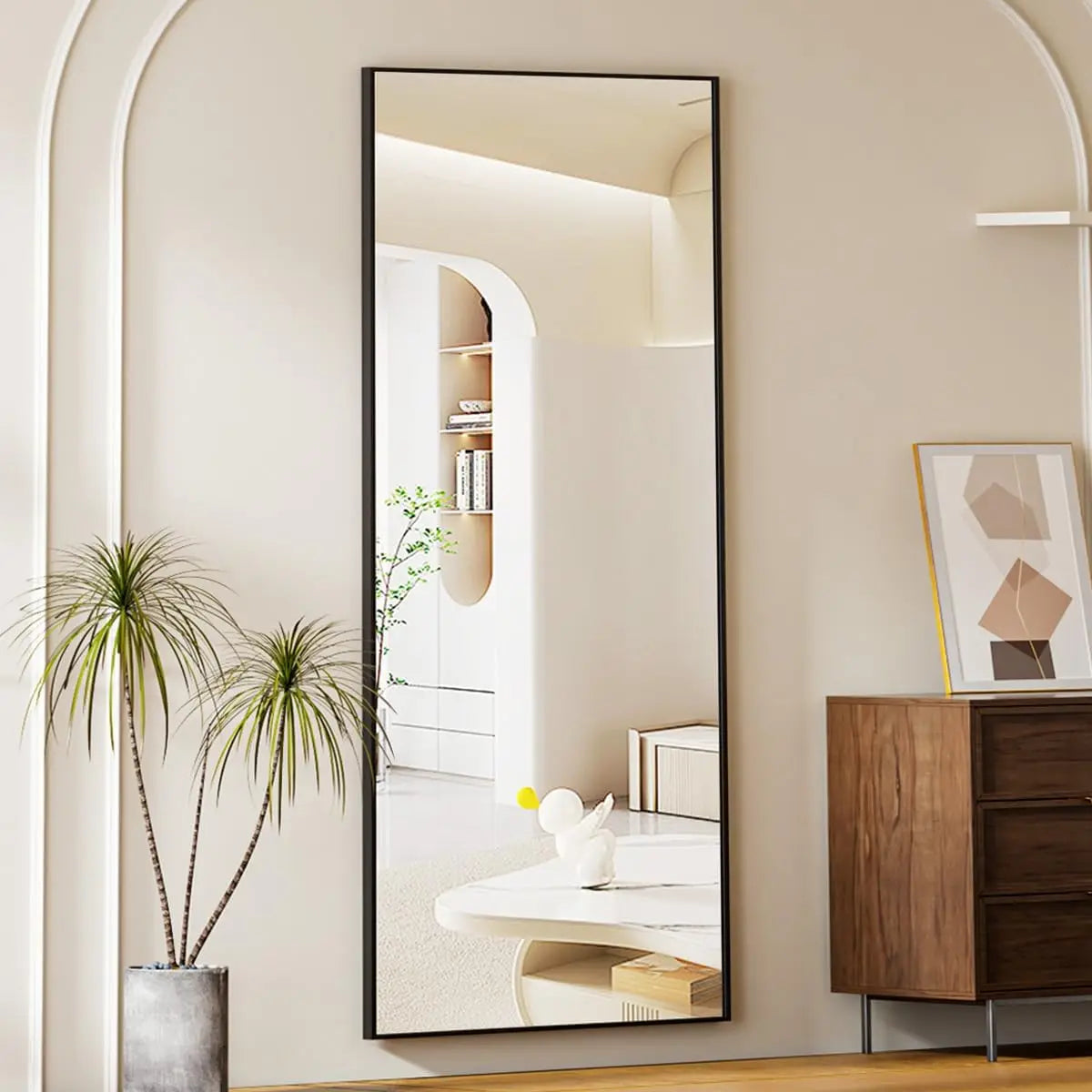 64"x21" Floor Mirror Full Length, Bedroom Floor Body Mirror with Stand, Leaning, Standing or Hanging Horizontally/Vertically