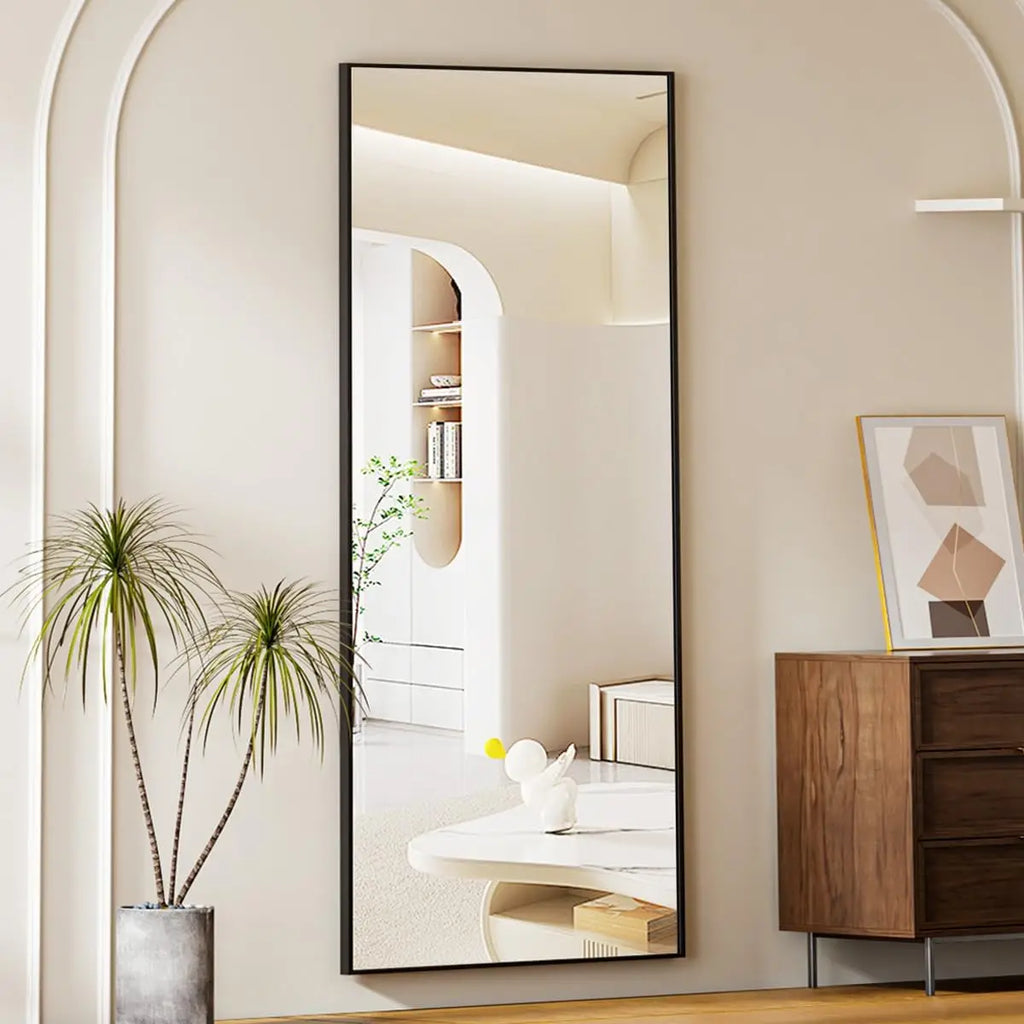 64"x21" Floor Mirror Full Length, Bedroom Floor Body Mirror with Stand, Leaning, Standing or Hanging Horizontally/Vertically