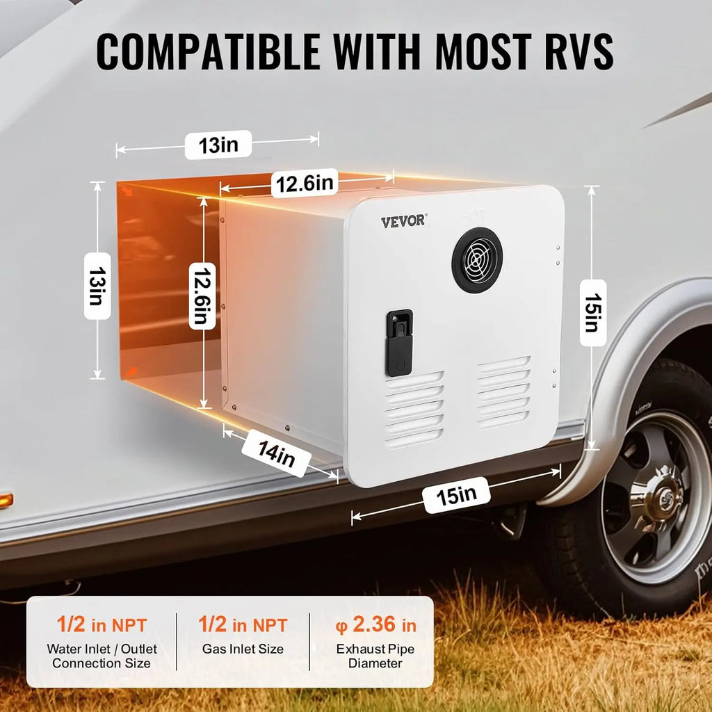 RV Tankless Water Heater 42000BTU Instant Hot Shower with Remote Control & Outdoor Outlet for Campers