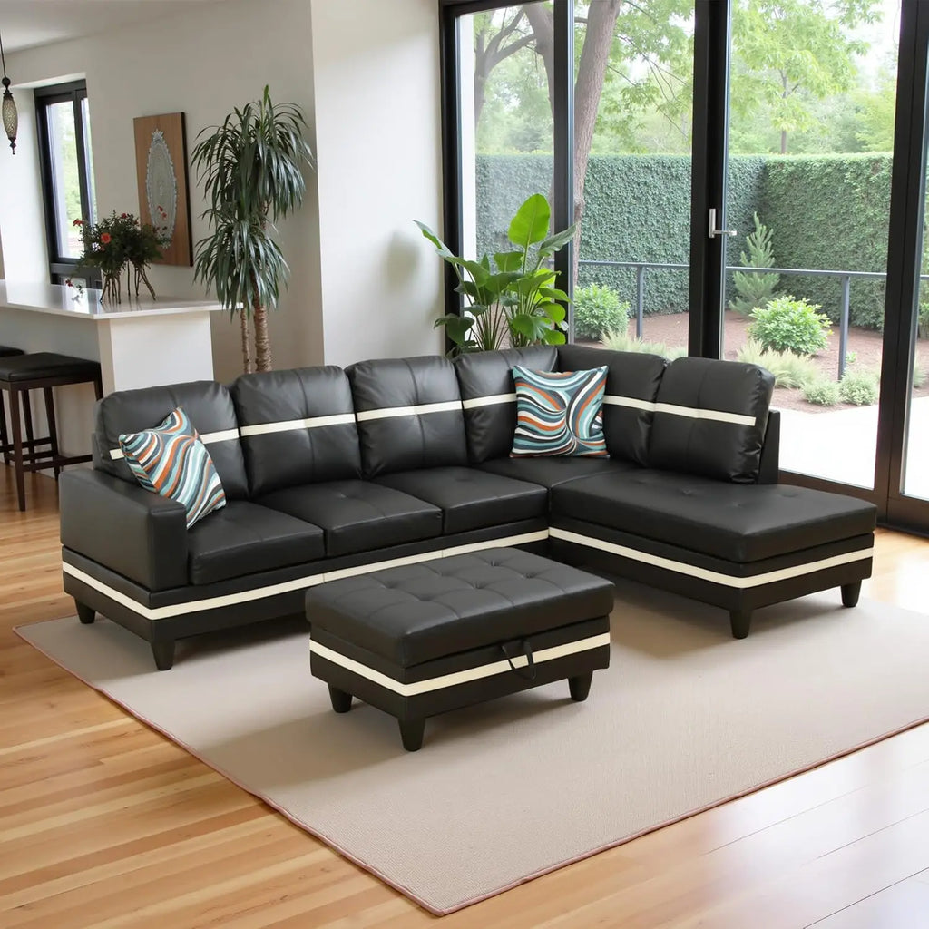 103.5" Oversized Sectional Couch, L Shaped Couch with Storage Ottoman, Modern Modular Sofa with Deep Seat