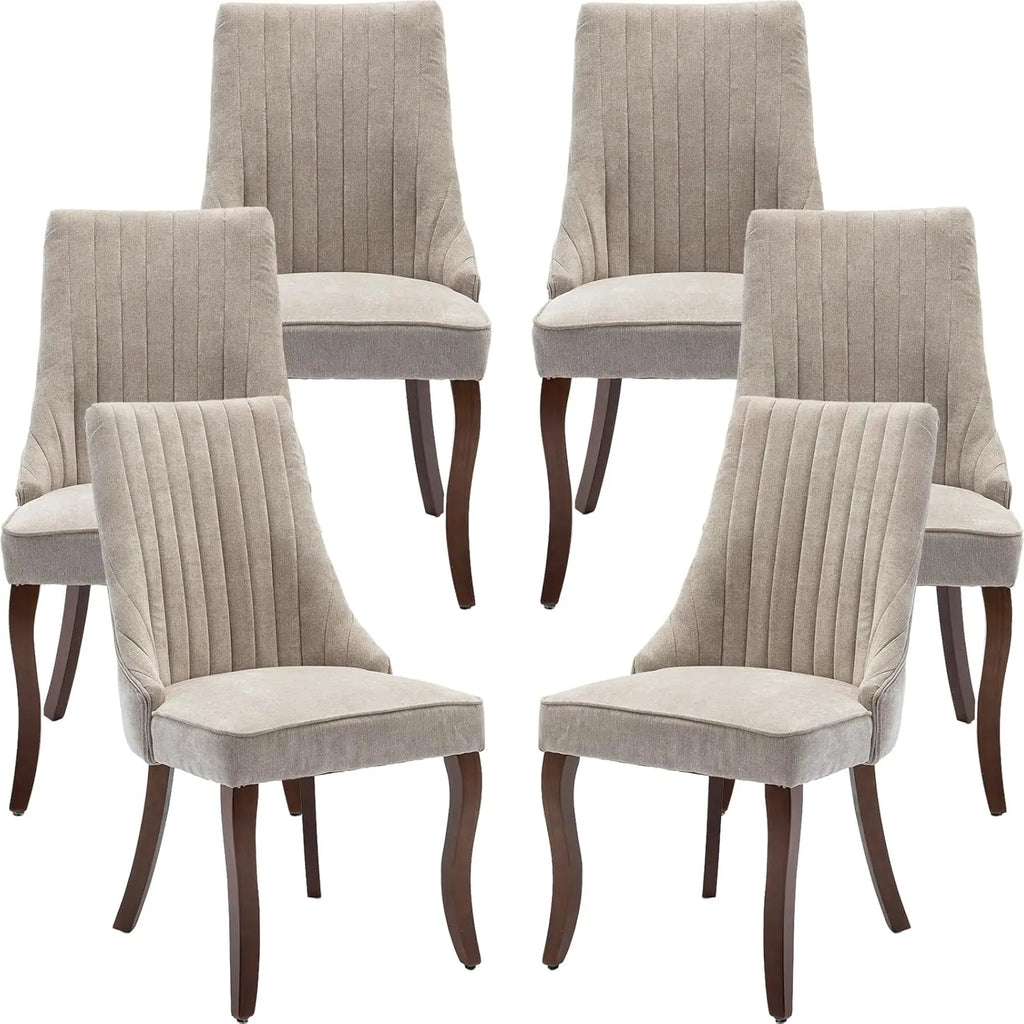 Beige Mid Century Dining Chairs Set of 4, Modern Kitchen & Dining Room Chairs Set of 4, Fabric Upholstered Kitchen Chairs