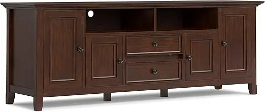 Solid Wood Universal TV Media Stand, 54 Inch Wide, Transitional, Living Room Entertainment Center, Storage Cabinet
