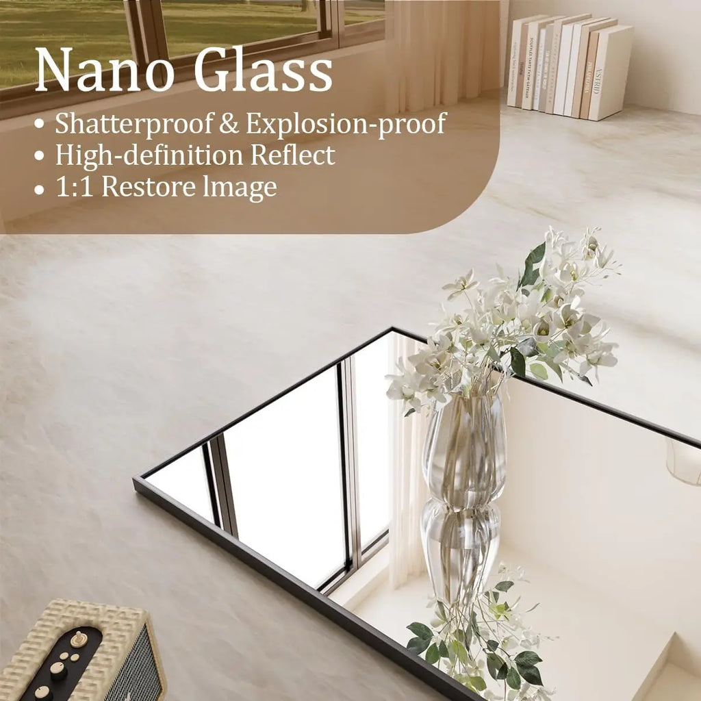64"x21" Floor Mirror Full Length, Bedroom Floor Body Mirror with Stand, Leaning, Standing or Hanging Horizontally/Vertically