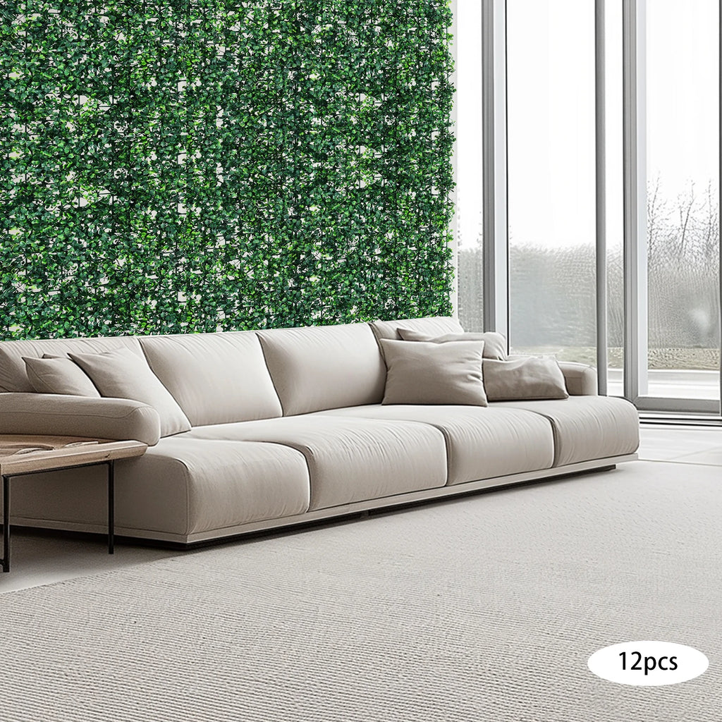 Artificial Greenery Wall Panel 12 Pack, 23.6x15.7in Faux Plant Mat with High Density PE, Privacy Fence Screen for Garden/ Patio