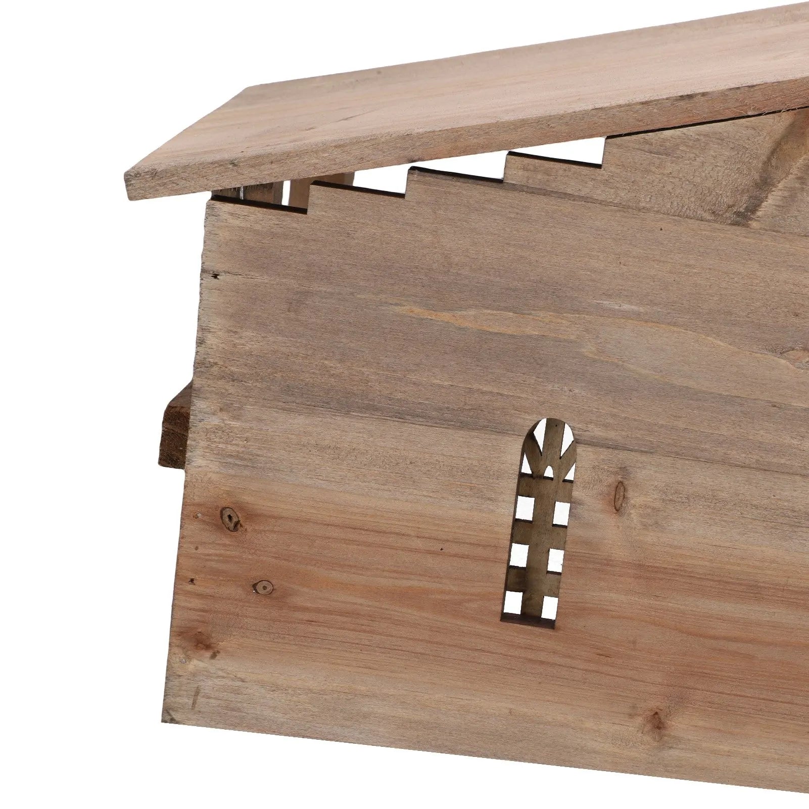 Wooden Christmas Stable Decor - Solid Wood Rustic Stackable House Ornament for Tabletop, Fireplace, Kitchen & Holiday DIY