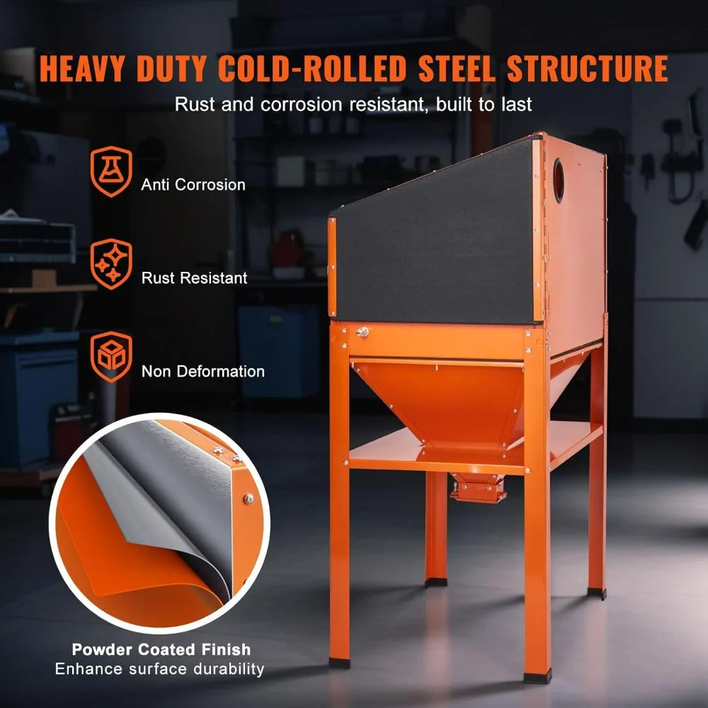 60 Gallon Heavy Duty Steel Sandblasting Cabinet, 40-120PSI Sand Blasting System with Stand and Blasting Gun